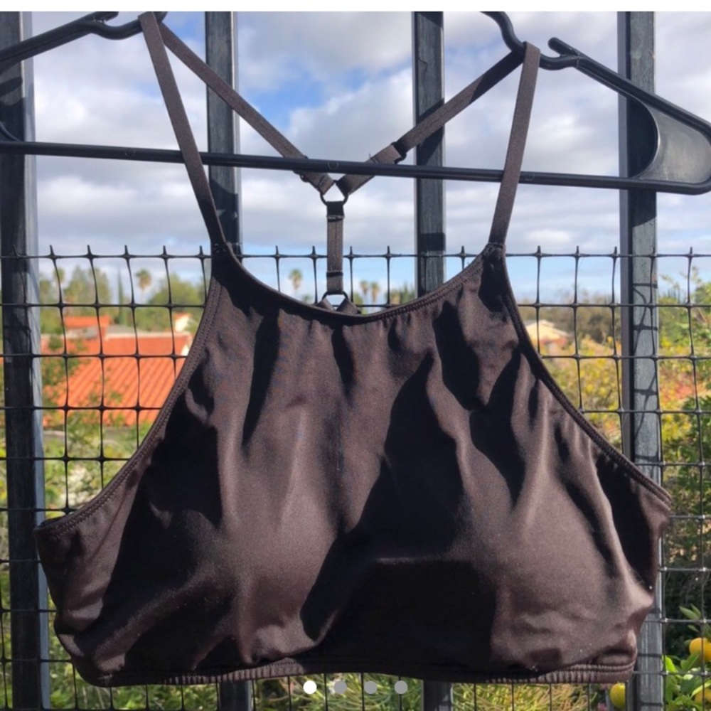 high neck black bikini top